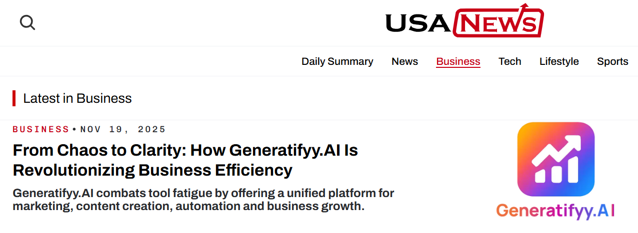 A Big Milestone for Generatifyy.AI: Featured on USA News